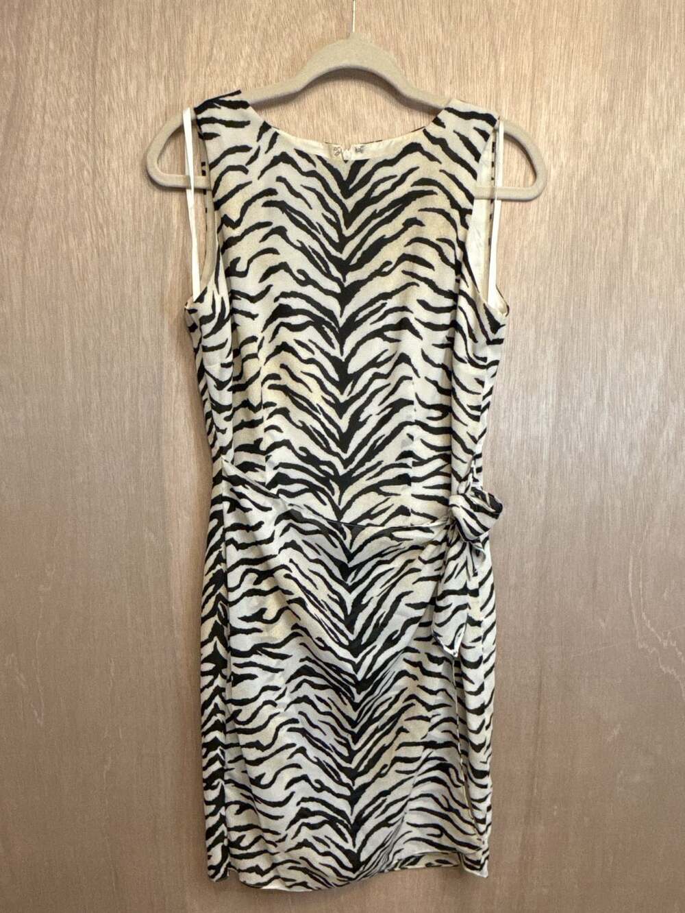 Vintage 90’s David Warren New York Zebra Print Sleeveless Dress with Side Tie
